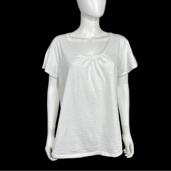 Hanes Women’s Slub Jersey Shirred V-Neck Tee - Picture 1 of 7